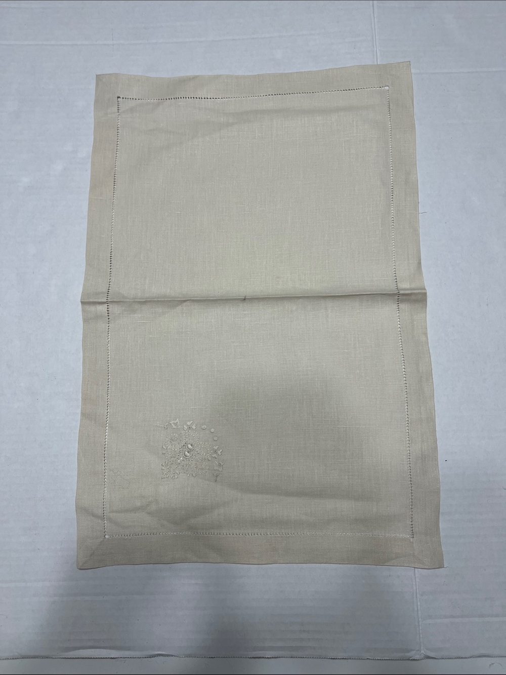 Embroidered Beige Linen Placemat